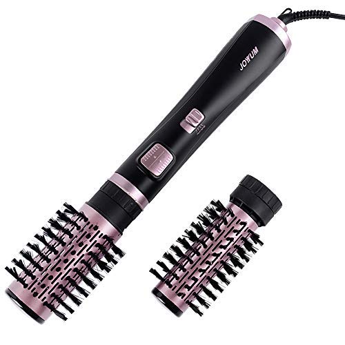 JOYYUM 1000W 2-in-1 Hot Air Spin Brush Styler Auto-rotating Negative Ionic Hair Curler Dryer Brush, 1 1/2 Inch and 2 Inch Brush Attachments, Lavander Fog