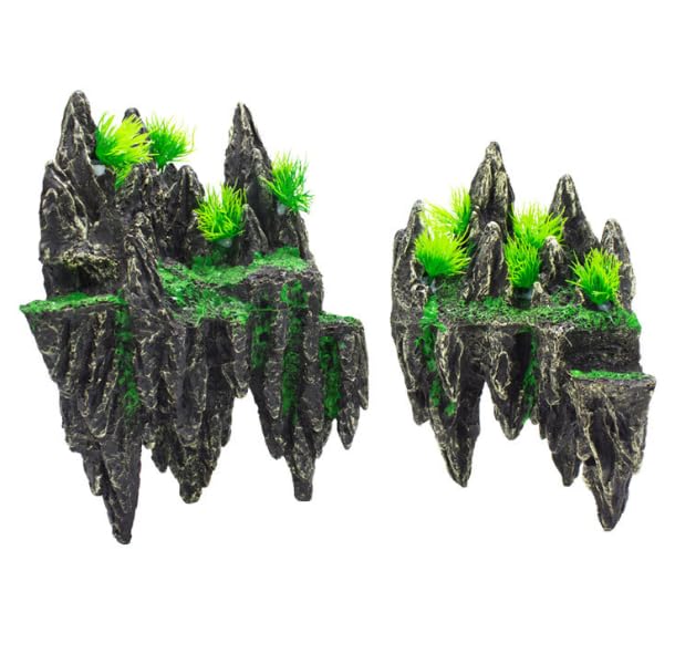 Amazon | 2個 アクアリウム オブジェ 岩 山 隠れ家 隠れ洞窟