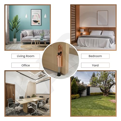 Image of LAPO Heavy Duty Extendable Door Holder for Home Furniture, Spring Mechanism Stopper with Push Type, Anti Slip Rubber Base, Easy DIY Installation, 3 Years Warranty (Rose Gold Finish, Pack of 1)