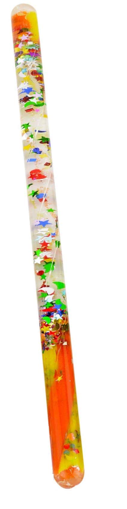 Spiral Glitter Wand Hand Fidget Wonder Tube 12 Inch Yellow/Orange