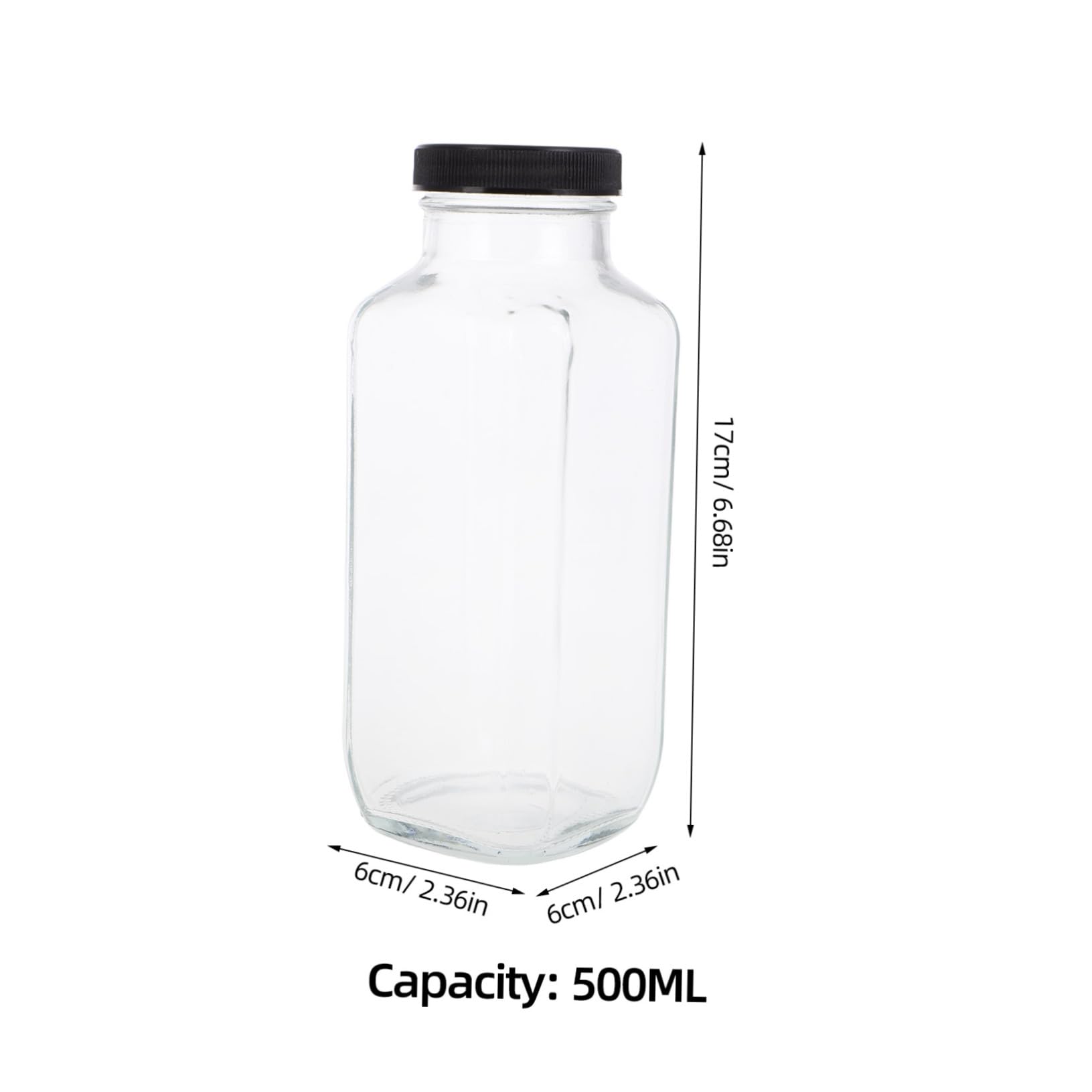POPETPOP Bottiglie Riutilizzabili da Bere con Coperchi 4 Pezzi 500ml Vetro