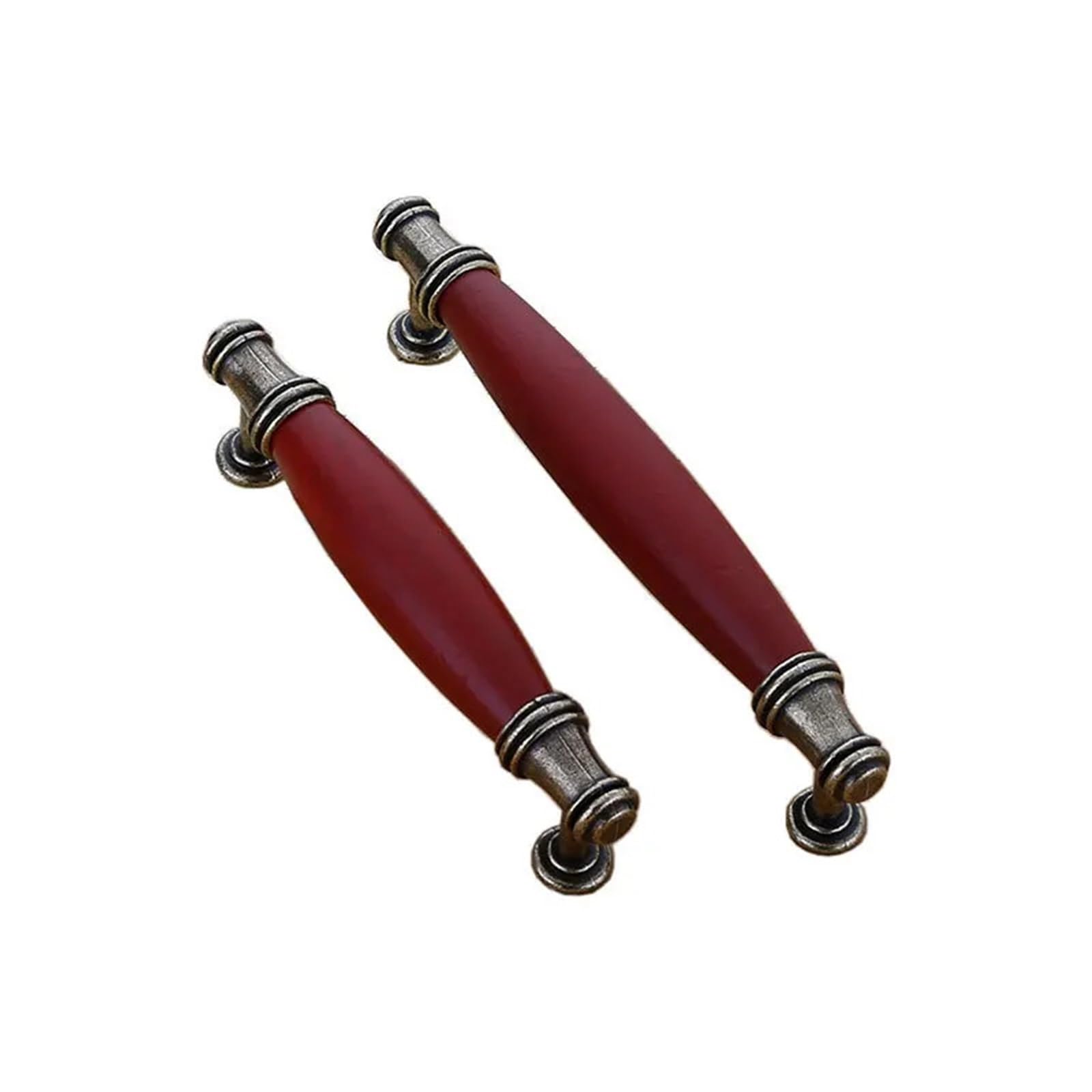 DFLPBHAV Retro Red Zinc Alloy Kitchen Handles Door Cupboard Cabinet Knobs Wardrobe Decorative Furniture Handle Drawer Pull 1Pcs(Red 6076-128mm)