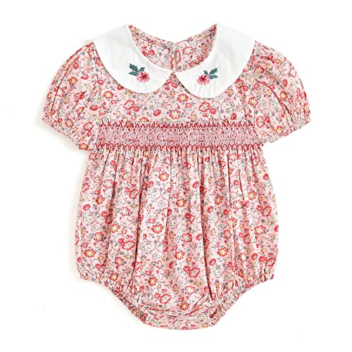 Image of Curipeer Infant Baby Girls Summer Floral Romper Baby Bubble Sleeve Ruffle Romper Outfit 3M-2T