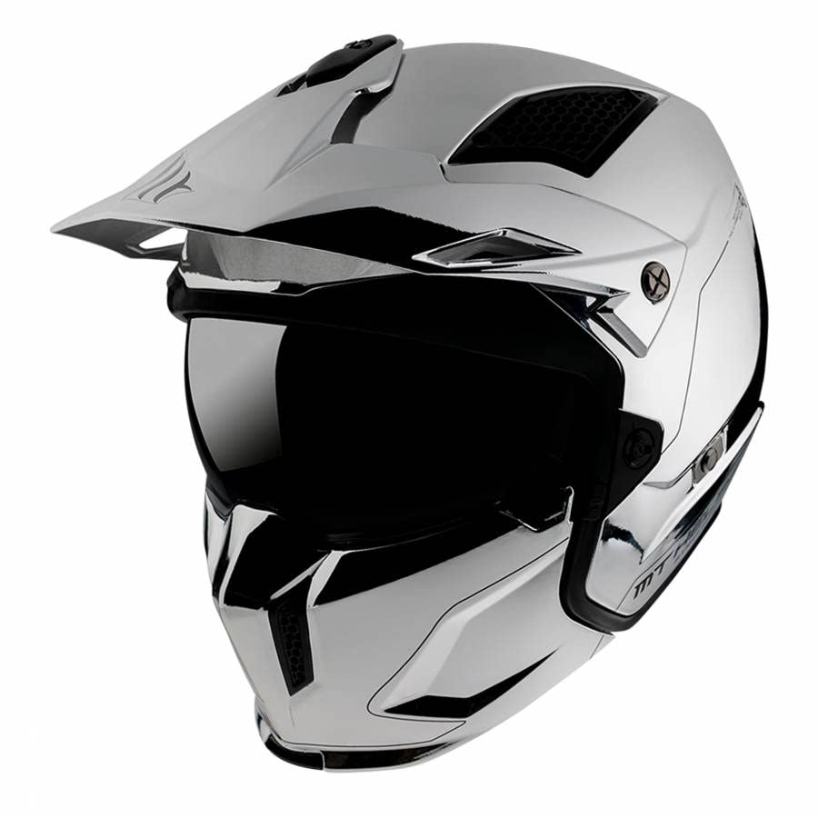 Trials helmet mt streetfighter sv uni chrome silver m single
