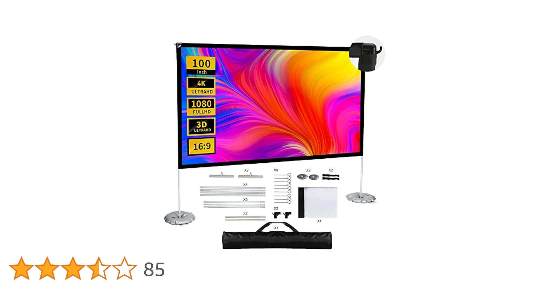 プロジェクタースクリーン 100インチ 自立式 4K フルHD Amazon | プロジェクタースクリーン 100インチ 自立式 4K対応 16