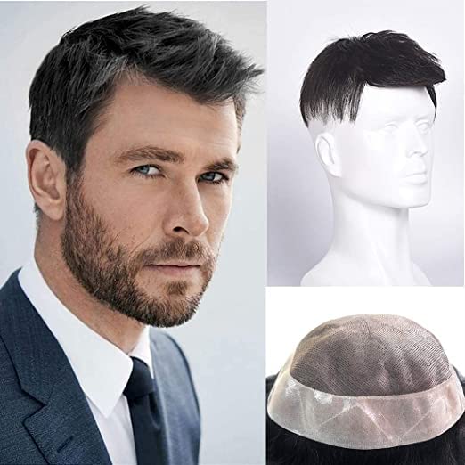 VIEWS Men's Hair Patch 100 Human Hair Wigs Original Durable Mens Hair Toupee Non Surgical Hair