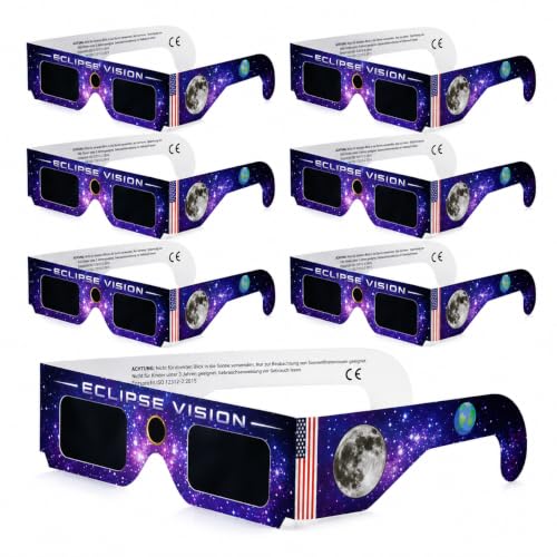 TK Gruppe Timo Klingler 6x Sonnenfinsternis Brille - ISO 212312-2 zertifiziert - Brille für Sonnenfinsternis 2026 - Spanien & Europa - Schutzbrille universal passend