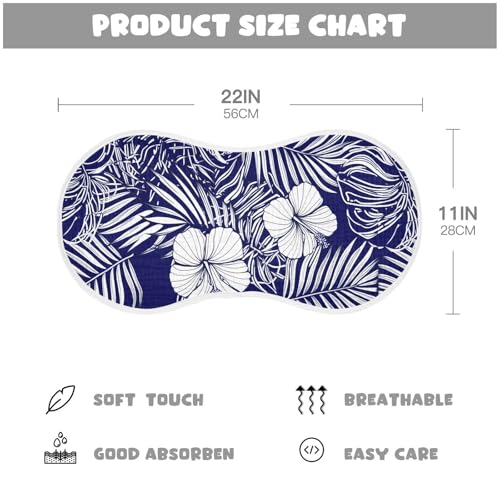Hibiscus Minimalist Dark Blue Burp Cloths for Babies Burp Rag Cotton Spit Up Rag for Newborn Baby Infant4