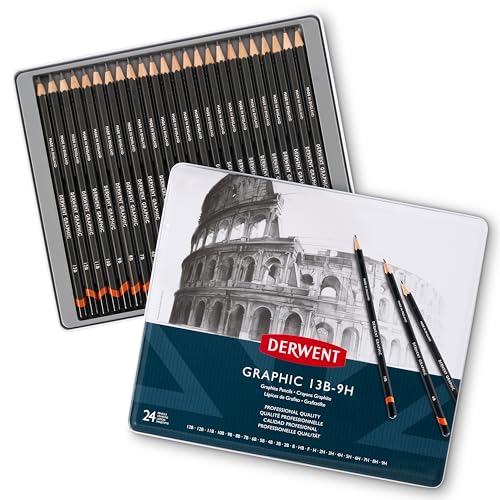 Derwent - Estojo de lata com 24 lápis Graduado: 9B - 9H Derwent, 34202