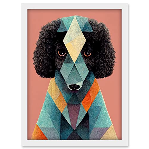 Doppelganger33 LTD Geometric Poodle Dog Boho Abstract Fun Pastel Artwork Framed A3 Wall Art Print Cover