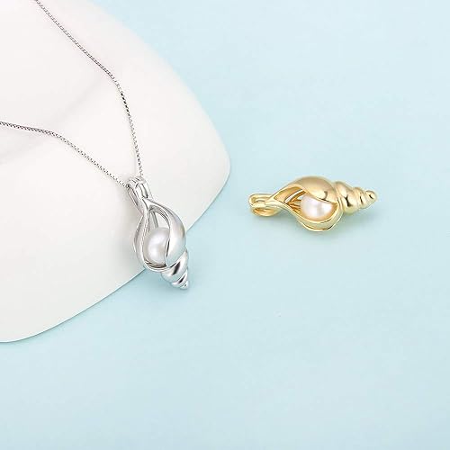 Miniatura 5 de Colgantes de jaula de caracola, dije de manualidades para hacer collares, pulseras, joyas (plata de ley, chapado en oro de 24 quilates), Metal, no