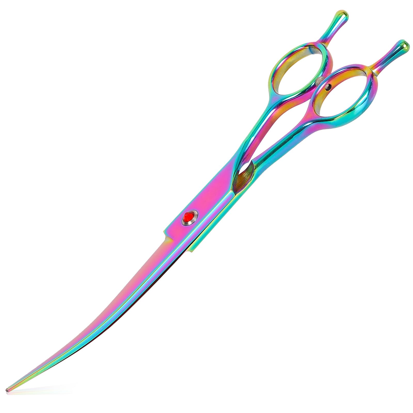 Dog Grooming Scissors Curved Hair Cutting Scissors for Dogs &amp; Cats Made of Premium Stainless Steel (Rainbow)