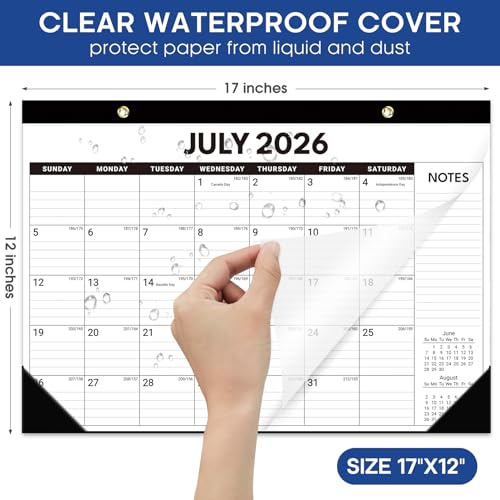 Image of 12 Pack of Desk Calendar 2026-2027, 18-Month Calendar Runs from July 2026 to December 2027, Large 17 inch x 12 inch Monthly Desktop & Wall Calendar for Home & Office - Black