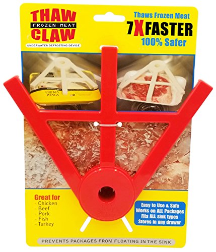 THAW CLAW Red - Thaws frozen meat 7X Faster 100 Safer - Thaws in minutes instead of hours - Your favorite new kitchen