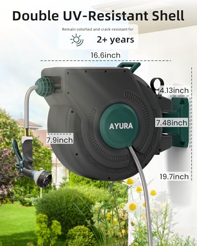 Retractable Garden Hose Reel 1/2 Inch x 100 ft,Automatic Slow Rewind System - image 7