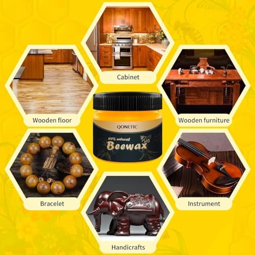 Image of Beeswax Furniture Polish 1 pcs - Traditional Wood Polish & Conditioner for Cabinets, Wardrobes & Antiques - Natural Wood Seasoning Wax to Restore Shine & Protect Surfaces