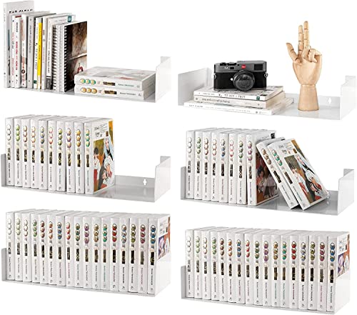 SHIOK DECOR Metal Floating Bookshelf | Heavy Duty Wall Mounted Book Organizer | Metal Shelves Holder for Books| Large Size - White - Pack of 4 - Image 5