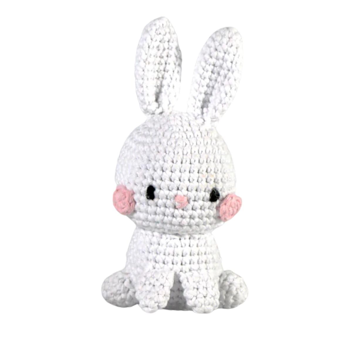 Knitty Critters – Pouch Pals Crochet Kit – Snowball The Rabbit | Beginner-Friendly Crochet Craft Kit with Recycled Yarn