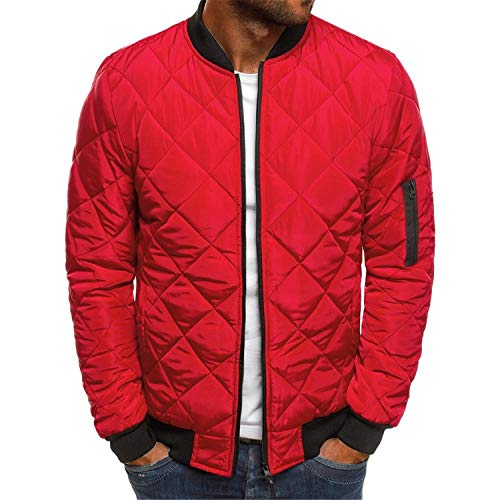 Mens Slim Fit Bomber Jacket Suede Lightweight Full Zip Varsity Sports Outwear Overcoat (red,Large)