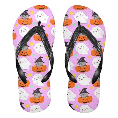 Burbuja Boo Animal in Pumpkin Flip Flops for Women Men, Soft Thong Sandals Rubber Slippers for Pool Beach Essentials