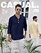 Ryannology Mens Linen Shirts Henley 3/4 Sleeve Casual Cotton T-Shirt Regular-Fit Lightweight Beach Yoga Tunic Tops