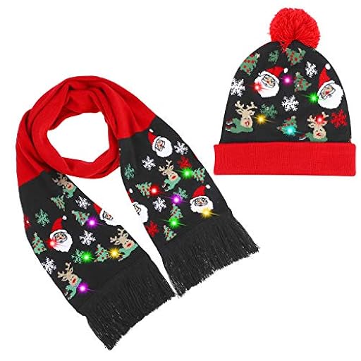 TAGVO Gorro y Bufanda con luz LED, Brillante Sombrero de Gorro de Punto Navideño y Calentador de Cuello, Fiesta de Vacaciones de Invierno Gorro y Bufanda para Hombres, Mujeres y Niños | Ya disponible en tu tienda friki favorita! En mundofriki.es! TAGVO Gorro y Bufanda con luz LED, Brillante Sombrero de Gorro de Punto Navideño y Calentador de Cuello, Fiesta de Vacaciones de Invierno Gorro y Bufanda para Hombres, Mujeres y Niños | Ya disponible en tu tienda friki favorita! En mundofriki.es!