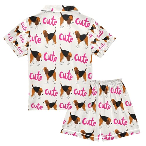 senya Cute Bernese Dog Satin Summer Pajama Sets Silk Short Sleeve Button Down Sleepwear2