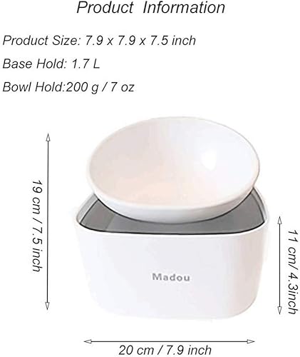 Miniatura 2 de Albolet - Cuenco para alimentos con contenedores de almacenamiento de alimentos, cuenco elevado para perro y gato, antideslizante, inclinado para