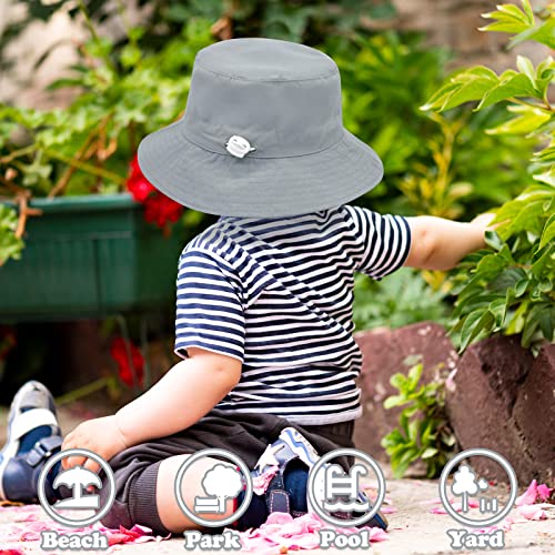Image of Sarfel Baby Sun Hat Summer Baby Boy Hats UPF 50+ Sun Protection Toddler Hat Bucket for Baby Girl Adjustable Kid Cap, Gray, 0-6 Months