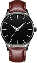 Simple Men's Ultra-Thin Quartz Watch for Couples | Pin Buckle, Stainless Steel Case & Imitation Leather Band, Round Dial