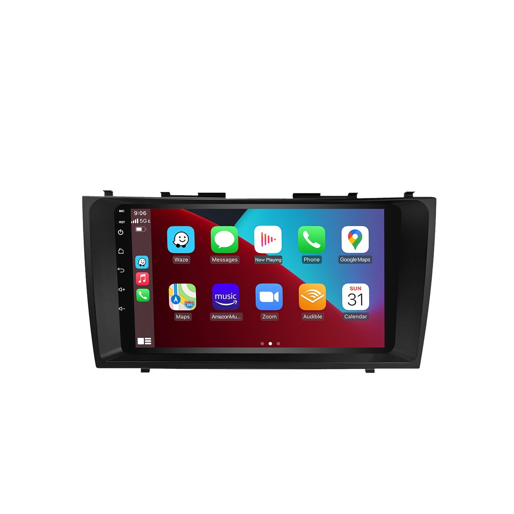 Radio samochodowe z ekranem dotykowym Android 15, 9 cali, 2 DIN, do Toyoty Camry 7 XV 40 50 2006-2011, z funkcją CarPlay BT FM RDS, USB WIFI SWC, tylną kamerą i odtwarzaczem multimedialnym (