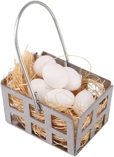 Miniatura 1 de Kisangel 1 Set Mini Cesta de Huevos Miniatura Casa de Muñecas Comida 1: 12 Escala Accesorios de Casa de Muñecas Accesorios de Jardín de Hadas Micro