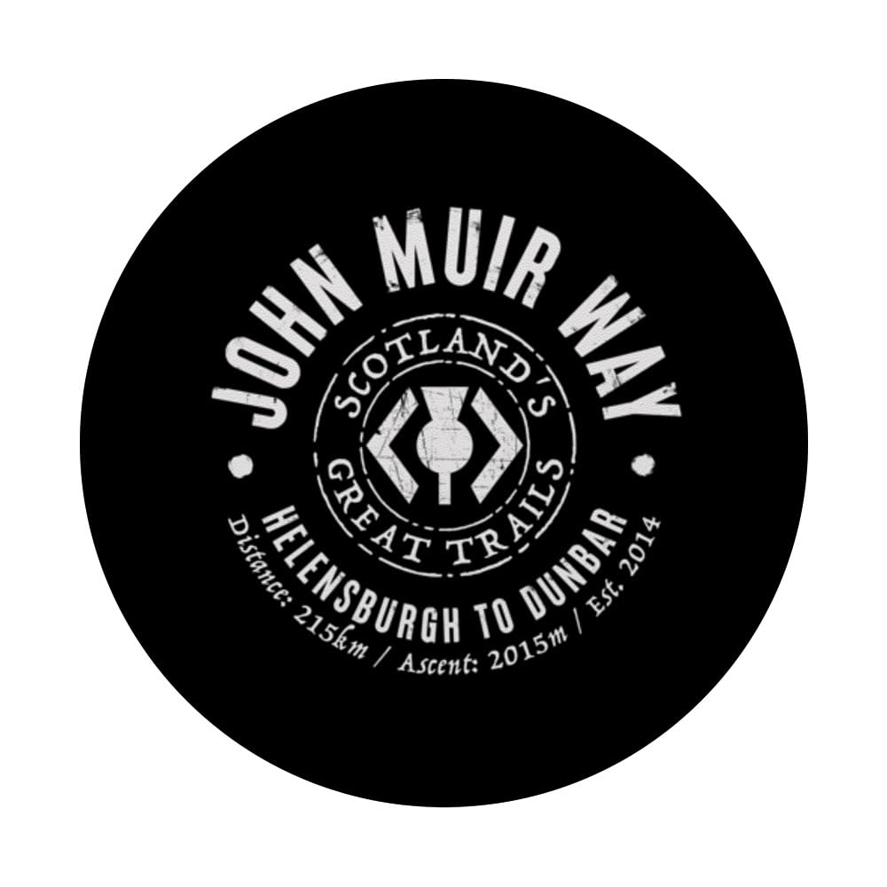 John Muir Way Scotland Great Hikes PopSockets Adhesive PopGrip, Black - Image 3