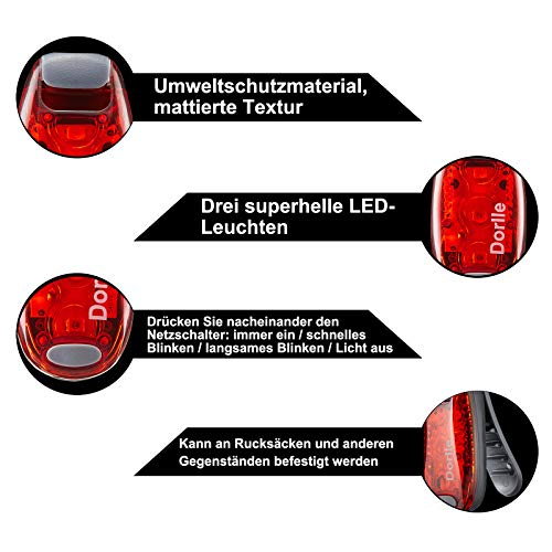 Dorlle LED Sicherheitslicht Blinklicht Schulranzen 2er Set, Blinkende Warnleuchte für Laufen, Kindersicherheit Rucksack Sportbeutel, mit Armband, Haustiere, Rot