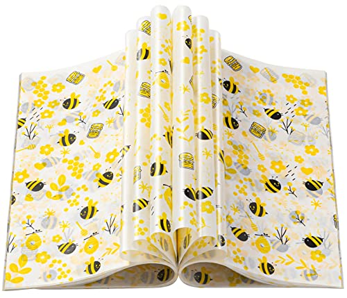 100 Pcs Wax Paper Sheets for Food, Bee Day Wax...
