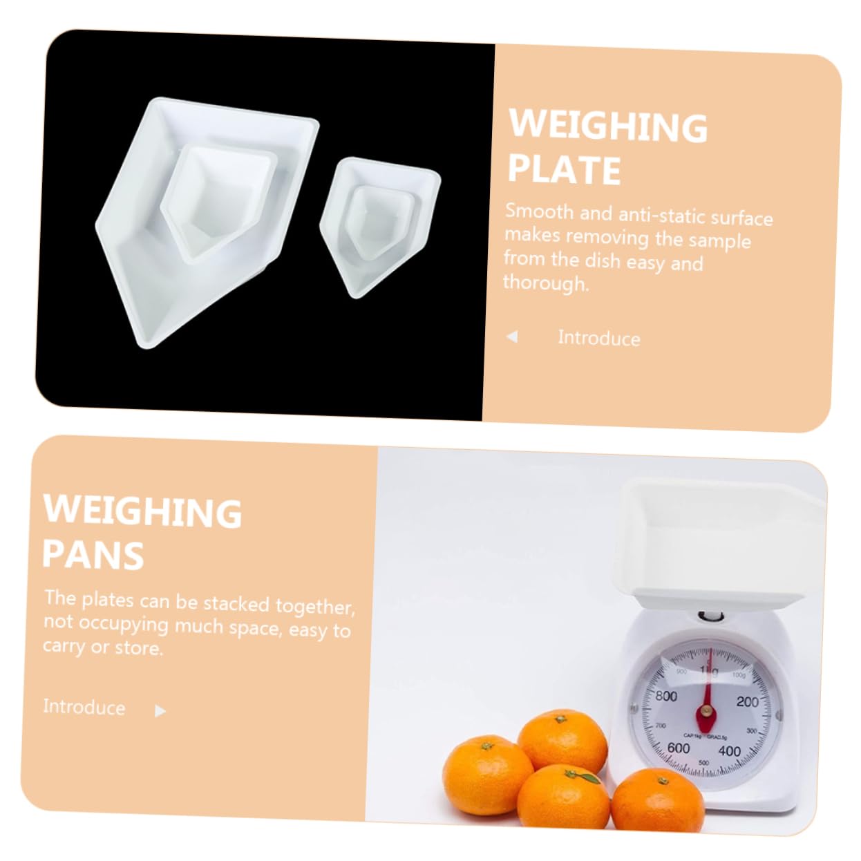 MUCKLILY 10pc Weighing Trays Weigh Plates Lab Equipment for Boat Dishes Accurate Measurement Non-Stick Surface Easy to Stack for Beans Liquids Powders