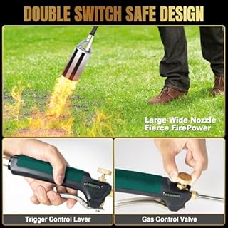 GasBRUH Propane Torch Burner Weed Torch High Output 360,000 BTU with 10FT Hose,Heavy Duty Blow Torch with Flame Control and Turbo Trigger Push Button Igniter,Torch Weed Burner for Wood Ice Snow Road