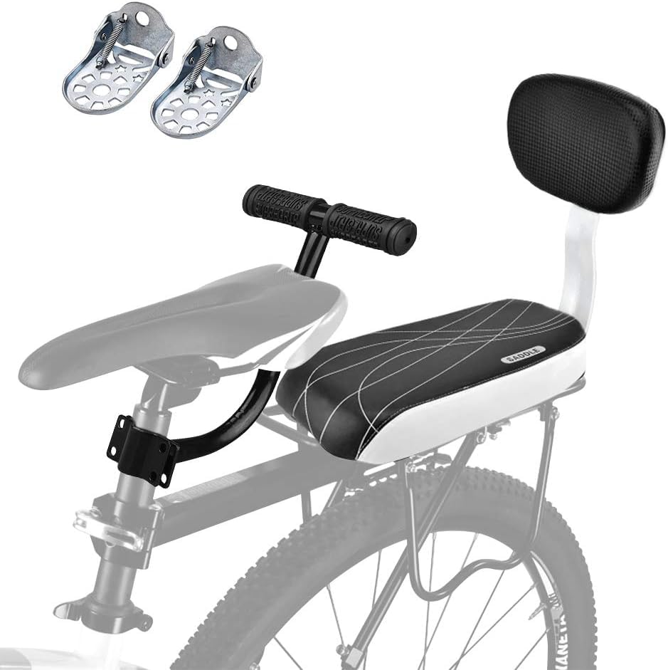 Cojín para Asiento de Bicicleta para Niños con Reposabrazos, Fácil de Instalar y Quitar, Estable y Firme, Incluye Reposapiés, para Asiento Trasero de Bicicleta