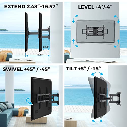 Usx Star Weatherproof Outdoor Tv Mount For 47-84 Inch Tv, Full Motion Tv Wall Mount Tv Bracket With Smooth Swivel Tilt Extension Leveling thumb #2