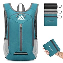 flintronic 16L Mochila Plegable Ultraligera, Mochi...: 👍👍 【Mochila plegable】 Puede plegar fácilmente la mochila en su bolsillo interior y el peso es de solo 0,21 kg. El tamaño desplegado es 45 x 28 x 13 cm / 17,7 x 11 x 5,1 pulgadas. El tamaño plegado es de solo 19 x 17 x 3,5 cm / 7,5 x 6,7 x 1,4 pulgada...