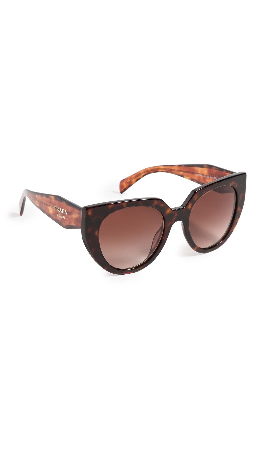 Prada PR 14WS 2AU6S1 Tortoise Plastic Cat-Eye Sunglasses Brown Gradient Lens