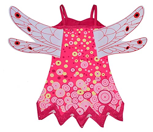 Lito Angels Mia and Me Kostüm Kleid Kinder Mädchen mit Flügel und Armreif Verkleidung Cosplay Pink Größe Gr. 5-6 Jahre 116