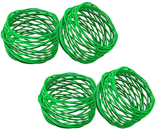 Image of SKAVIJ Handmade Twisted Wire Mesh Napkin Rings Holders Decor Dinner Party Wedding Thanksgiving Christmas Gathering (Green 4pcs)