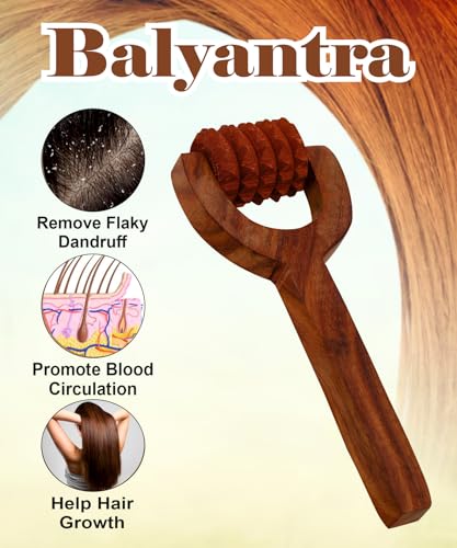 Image of Flavoma [LONG HANDLE] Balyantra Wooden Roller Massager For Scalp | Acupressure Roller Massage | Head Massager For Hair Growth | Manual Head Massager | Promotes Hair Growth | Dandruff Removal
