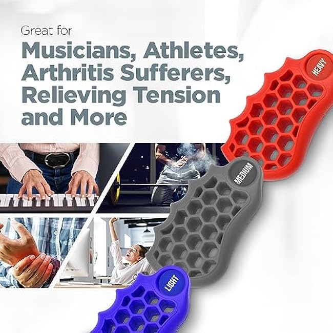 LoGest 3 Pack - 4 Pack Hand Strengthener Devices Ball Exercisers - 4 Level optioen Set for Therapy, Arthritis and Carpal Tunnel - Lightweight Training Equipment Targets Fingers Wrist Hand Exercisers