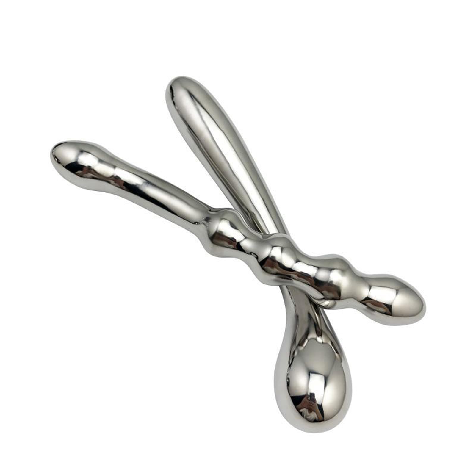 Dildo anale in metallo Dildo doppio Plug anale in acciaio inossidabile Palline anali Masturbazione Pene Prostata Punto G Giocattoli sessuali for uomini Donne(A)
