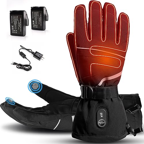 WERMSOCK Heated Gloves for Men Women, Rechargeable Electric Heated Ski Gloves, Touchscreen Waterproof Heated Gloves for Motorcycle Skiing Fishing Hiking Camping Riding Winter Outdoors (3XL)