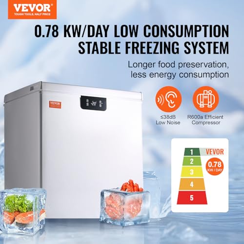 VEVOR Chest Freezer, 3.88 Cu.ft / 110 L Compact Deep Freezer, Free Standing Top Open Door Compact Freezers with 2 Removable Baskets & Adjustable Thermostat, Energy Saving & Low Noise, White on Fridge.com
