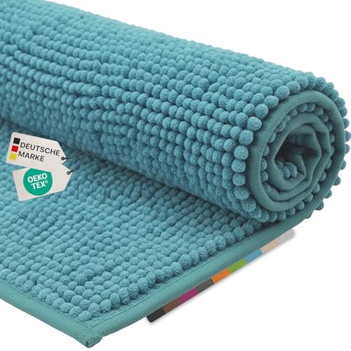 NYVI Badematte NYVISpa Chenille XXL 70x120 cm Aqua Rechteckig -...