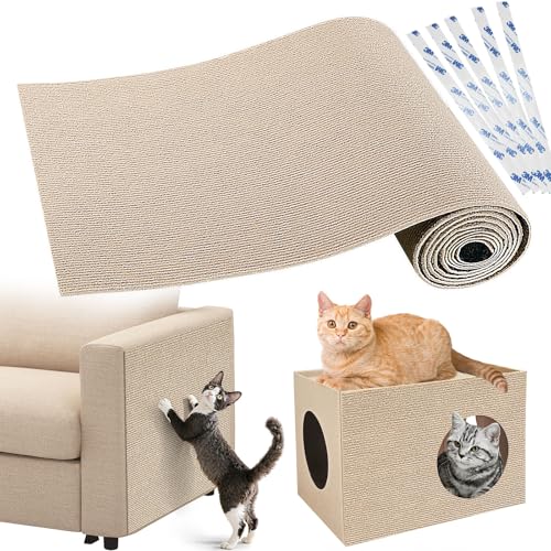 Gimars Tapis Griffoir pour Chat Adhésif Épais 40 × 200 cm, Griffoir Chat Canapé à Découper, Protection Canapé Chat et Meubles Anti-Rayures, Mur et Sol,...